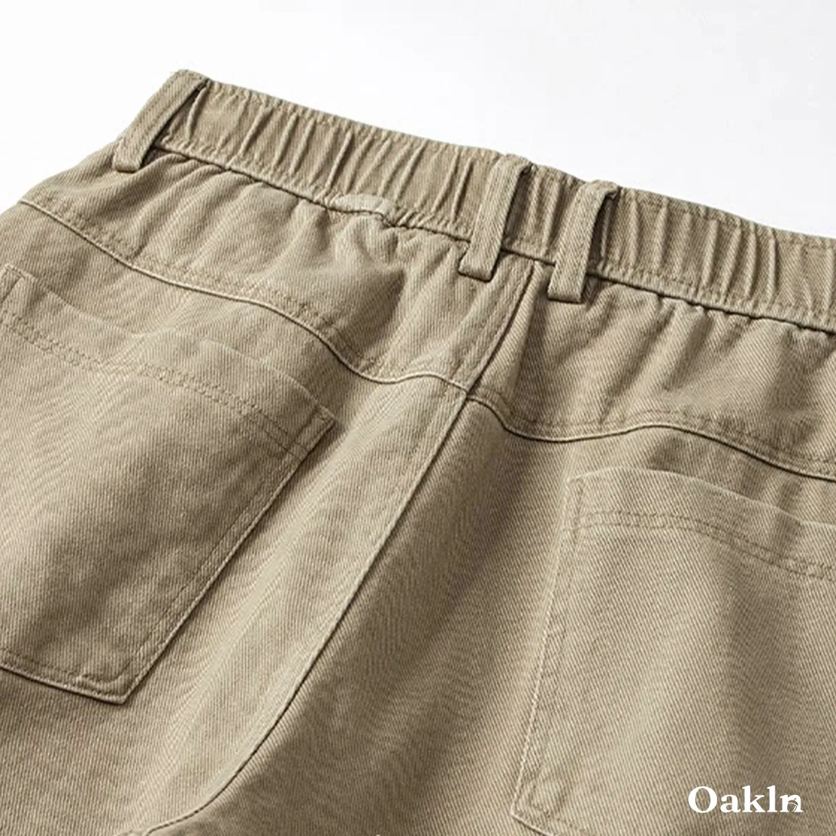 脚長見えワイドストレート コットン100％ ウエストゴム仕様-Oakln