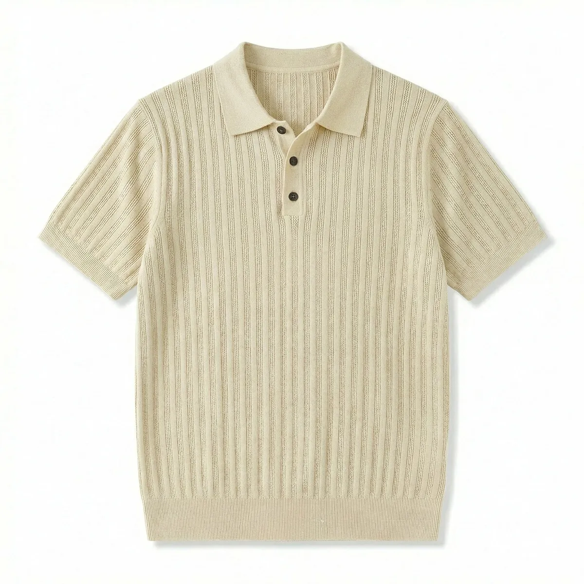 洗っても変形しない　接触冷感　ハリのあるニットポロ