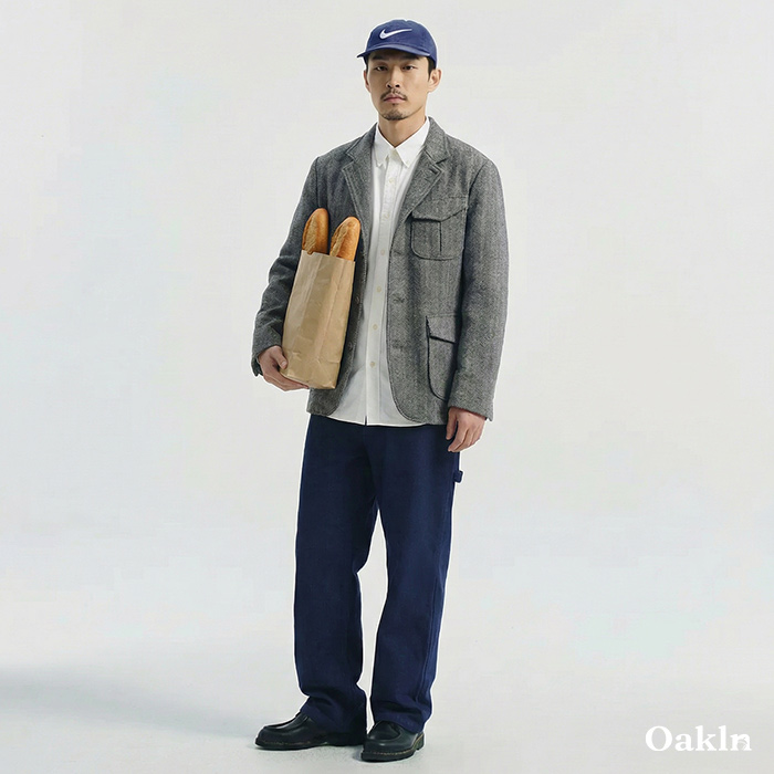 レトロヘリンボーン　リバーシブルウールテーラードジャケット