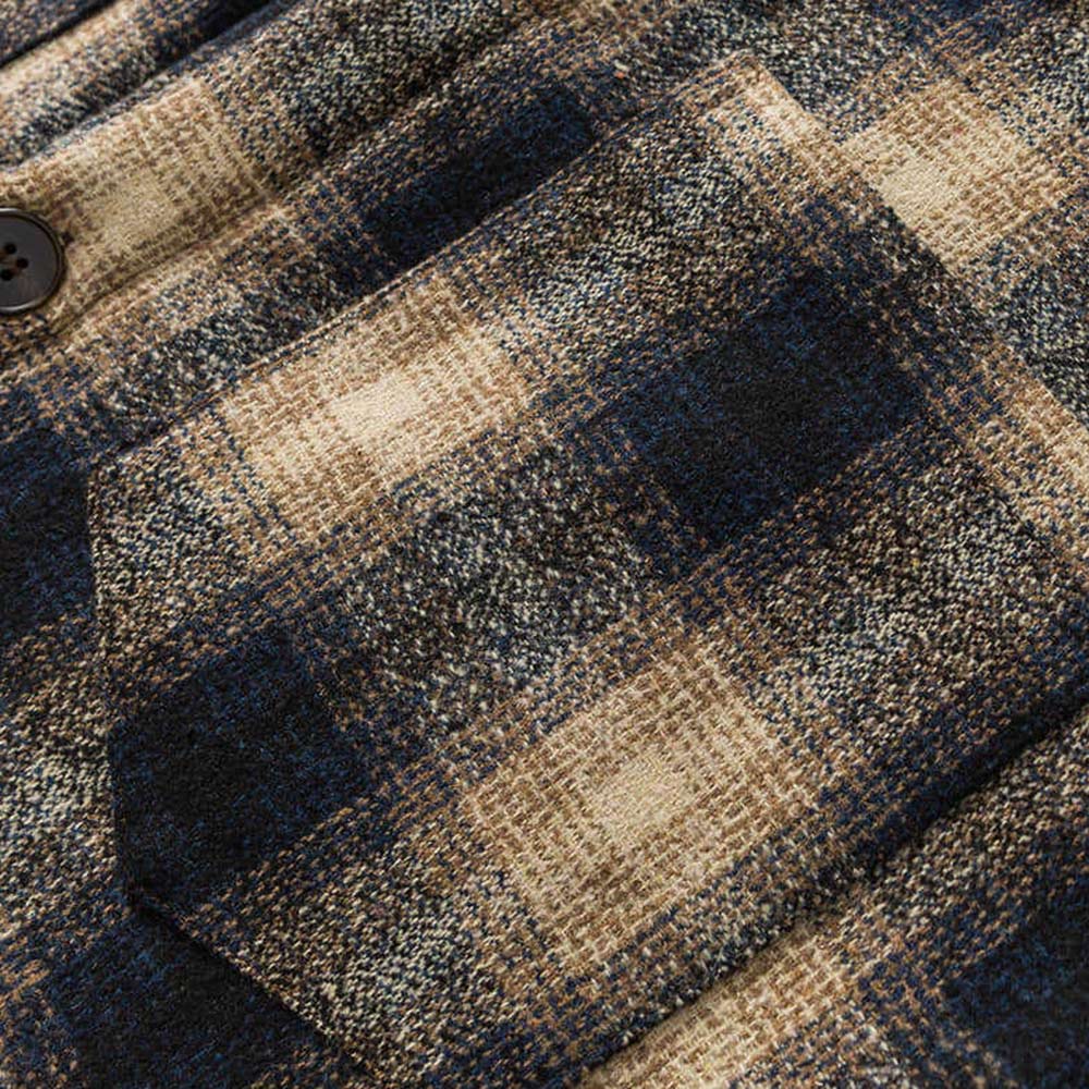 ボア裏地　ツイードチェック柄長袖シャツジャケット-oakln