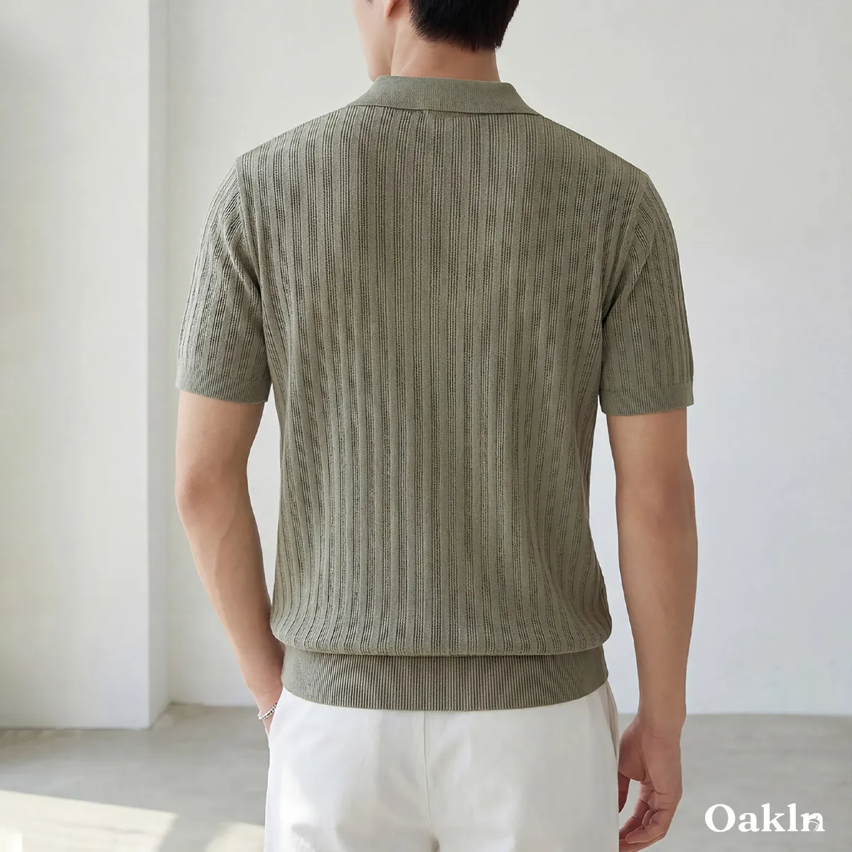 洗っても変形しない　接触冷感　ハリのあるニットポロ