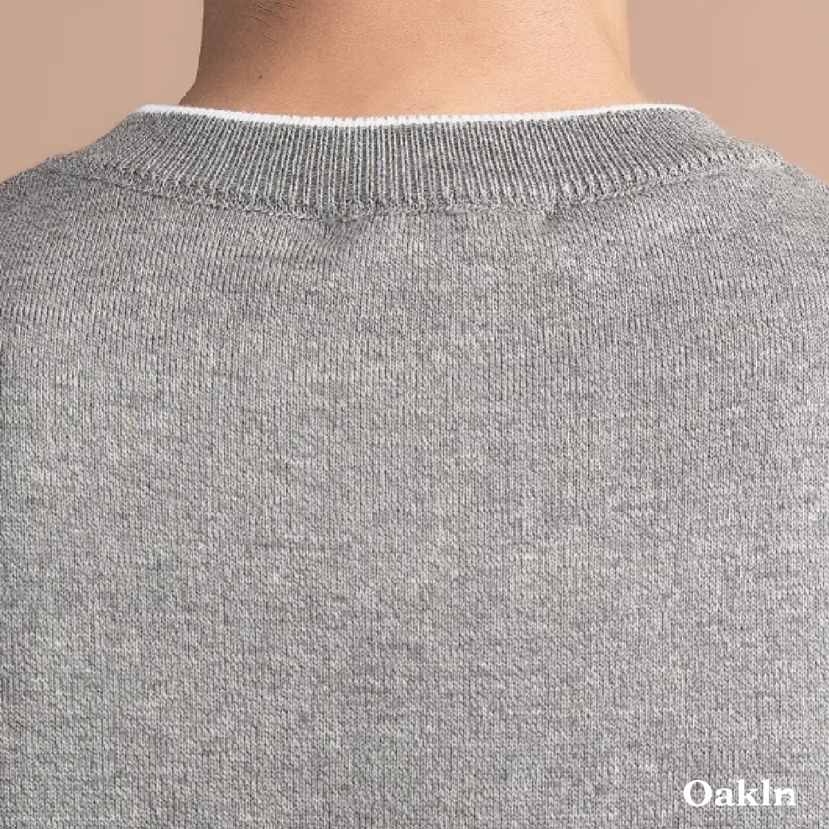 接触涼感 透けにくい メンズシルク混紡ニット-Oakln