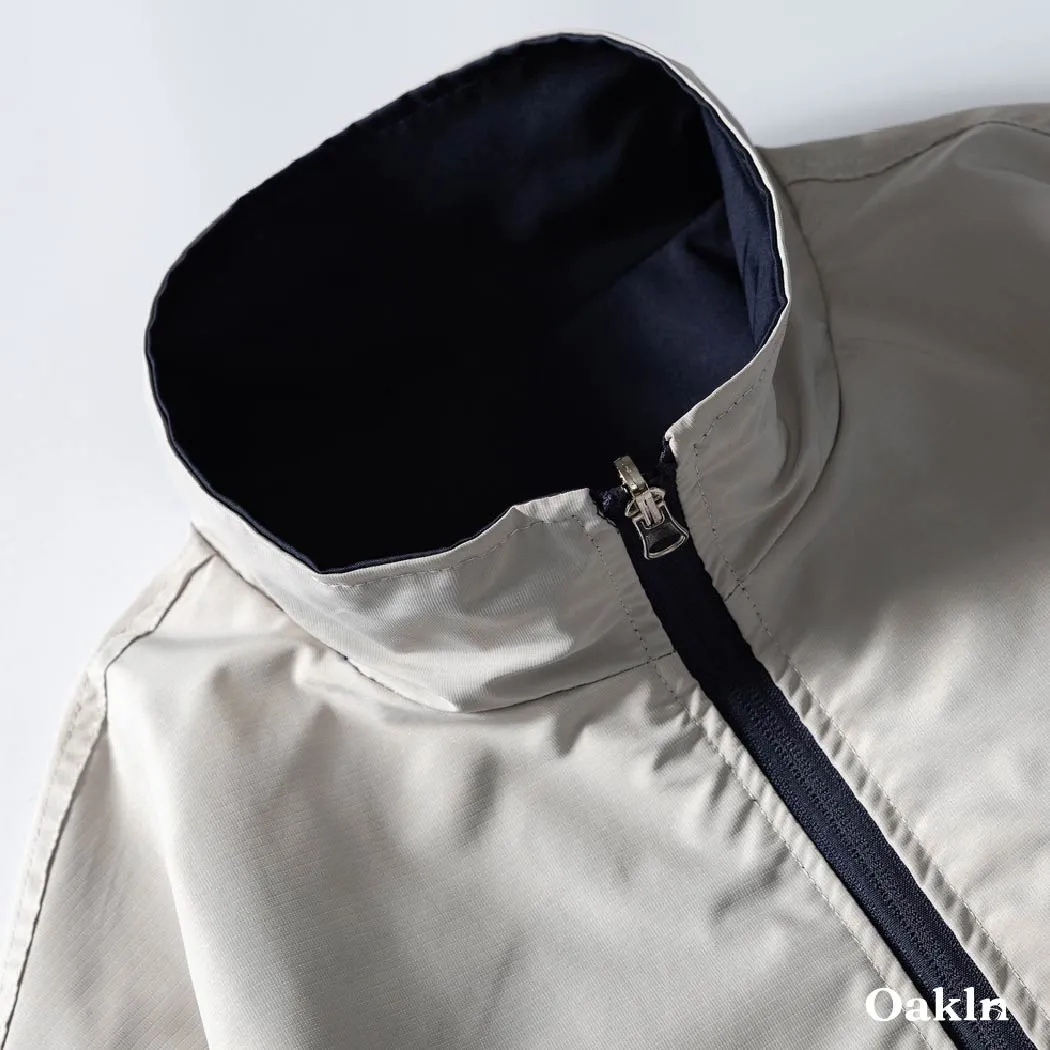 リバーシブル ジャケット メンズ 2WAY スタンドカラー 裾ドローストリング ゆったり 体型カバー ライトアウター 春秋-Oakln