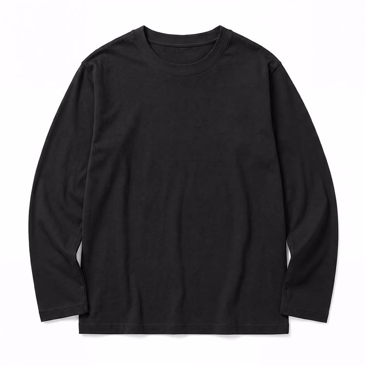 270gヘビーウェイト天竺編み  お腹まわりのラインを拾いにくい コットン100％無地 長袖Tシャツ インナーにも一枚着にも