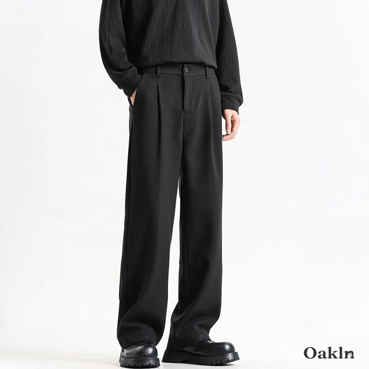  シングルプリーツ ワイドテーパード スラックス ラシャタッチ素材  落ち感  ストレッチ