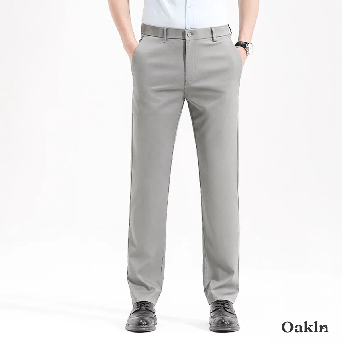なめらかなリヨセルコットン混紡素材 アイロンいらず ビジネスカジュアル対応 スラックス-Oakln