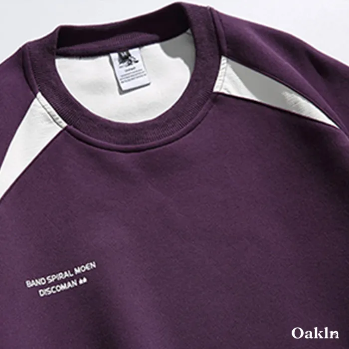 配色 切り替え スウェット メンズ スウェット ラグランスリーブ スポーティ ゆったり 体型カバー アメリカンヴィンテージ 春秋冬-Oakln