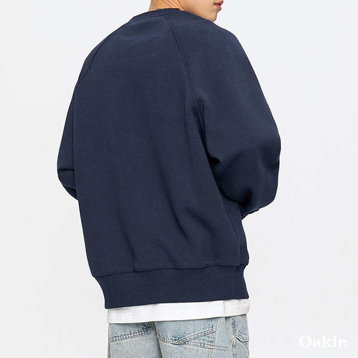 アウトドア風ワンポイント刺繍　裏起毛 クルーネックスウェット