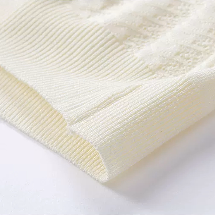 夏向け薄手仕様　レトロな透かし編みテクスチャー ヘンリーネックニットTシャツ　イージーケア シワになりにくい