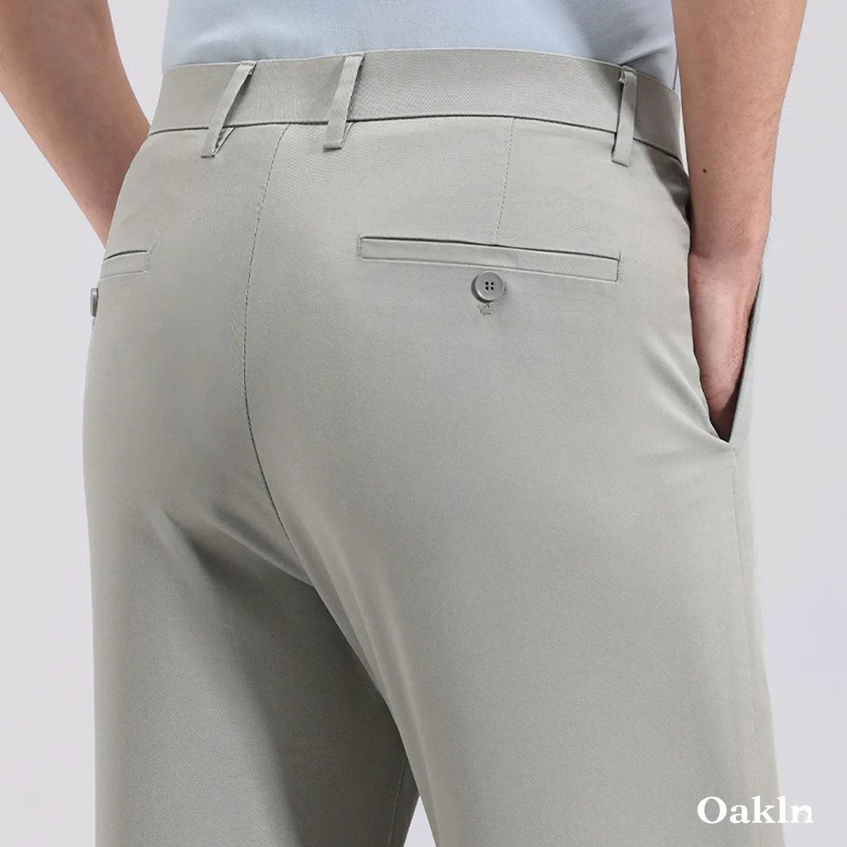 なめらかなリヨセルコットン混紡素材 アイロンいらず ビジネスカジュアル対応 スラックス-Oakln