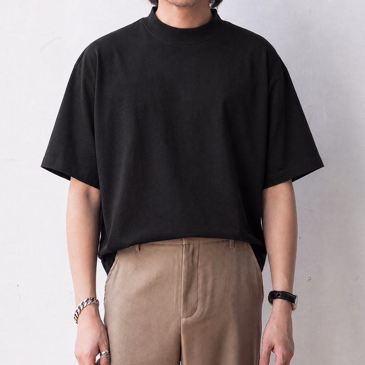 [Copy]汗をかいても肌にまとわりつきにくい  270gヘビーウェイトコットンTシャツ  ゆったりシルエット  ドロップショルダー  五分袖