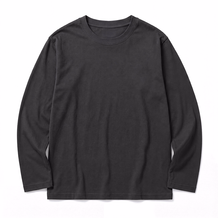 270gヘビーウェイト天竺編み  お腹まわりのラインを拾いにくい コットン100％無地 長袖Tシャツ インナーにも一枚着にも