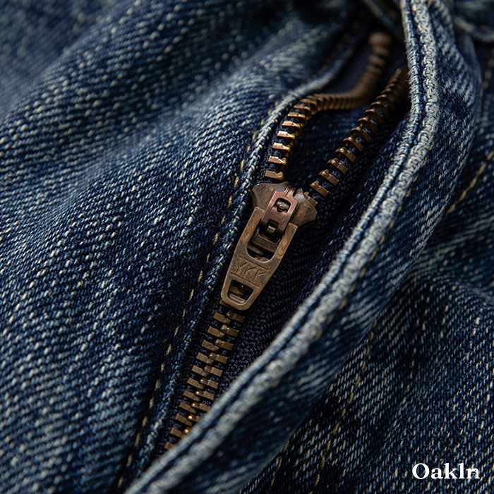 ターコイズ「Concho」ボタン付き ヘビーウェイトストレートデニム