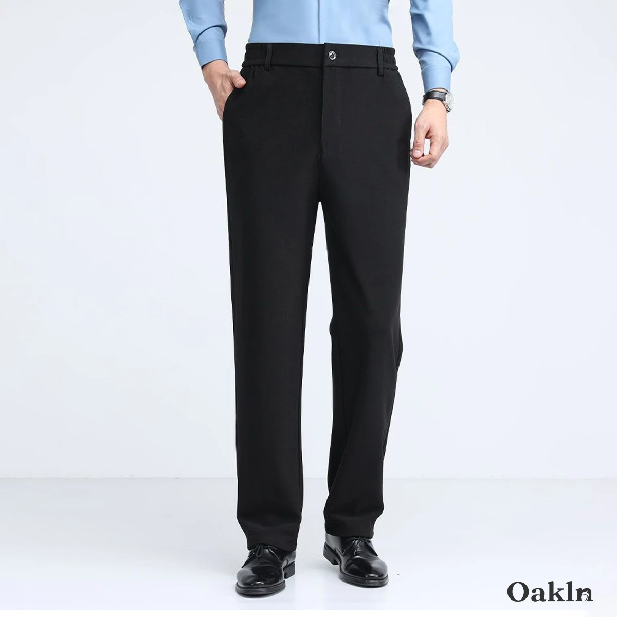 落ち感のあるハイウエストスラックス 快適なウエストまわり ノーアイロン仕様