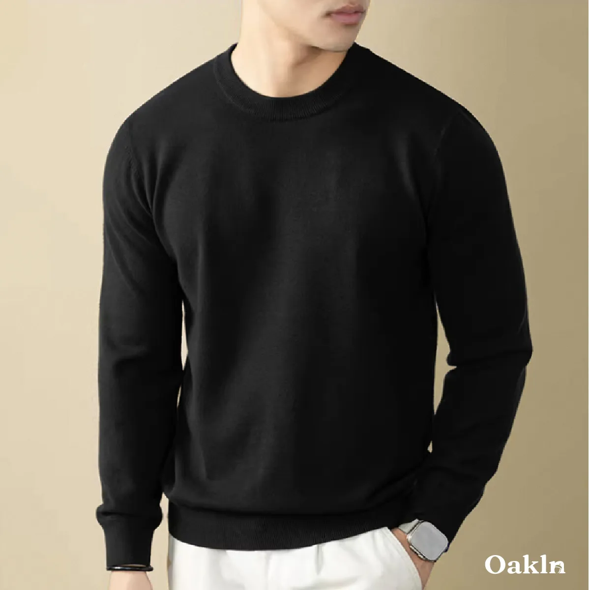 ウール混 クルーネックニット テンセル/リヨセル 洗濯機洗い可 30～50代向け