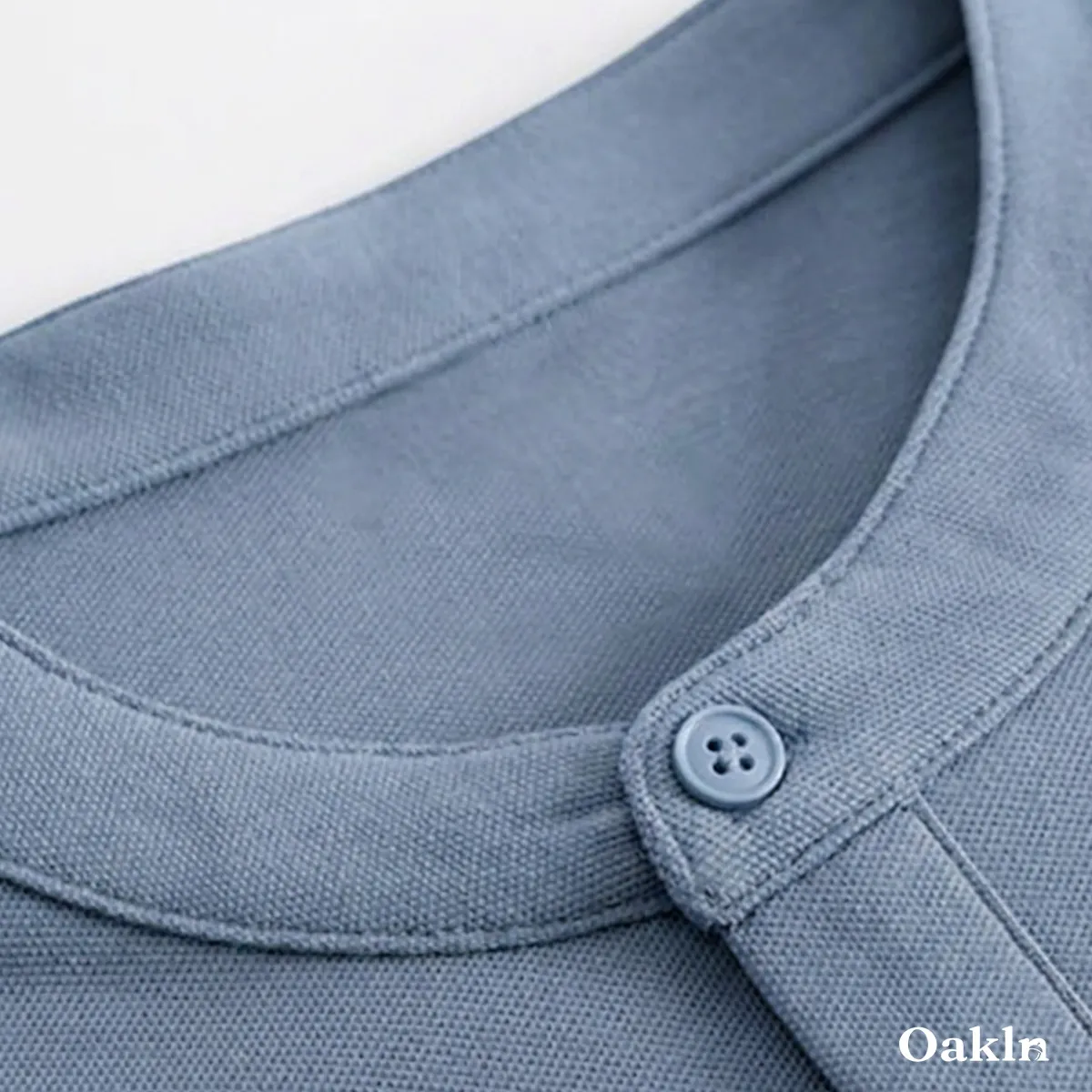 高混率コットンヘンリーネック半袖 ハリ感 通気性 ビジネスカジュアルスタイル-Oakln