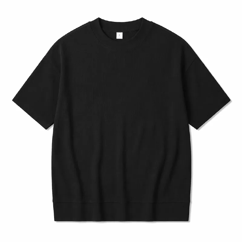 MOCK NECK SHIRT メンズ 夏 薄手ウール混 モックネック半袖Tシャツ