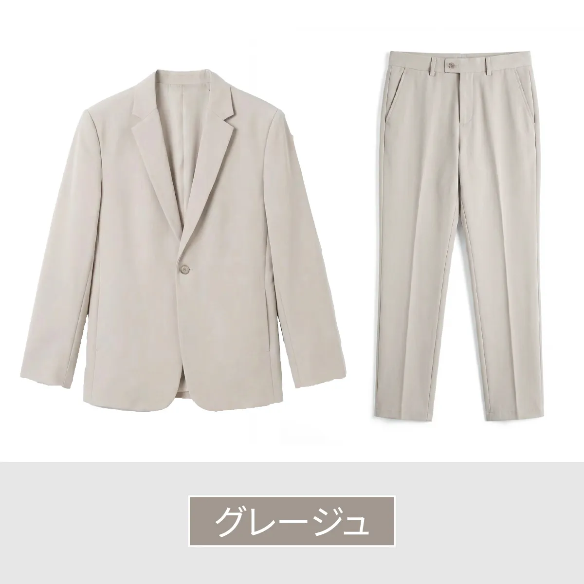 なめらかな落ち感で肌離れがよく、微ストレッチ性とハリ感のあるビジネススーツセットアップ