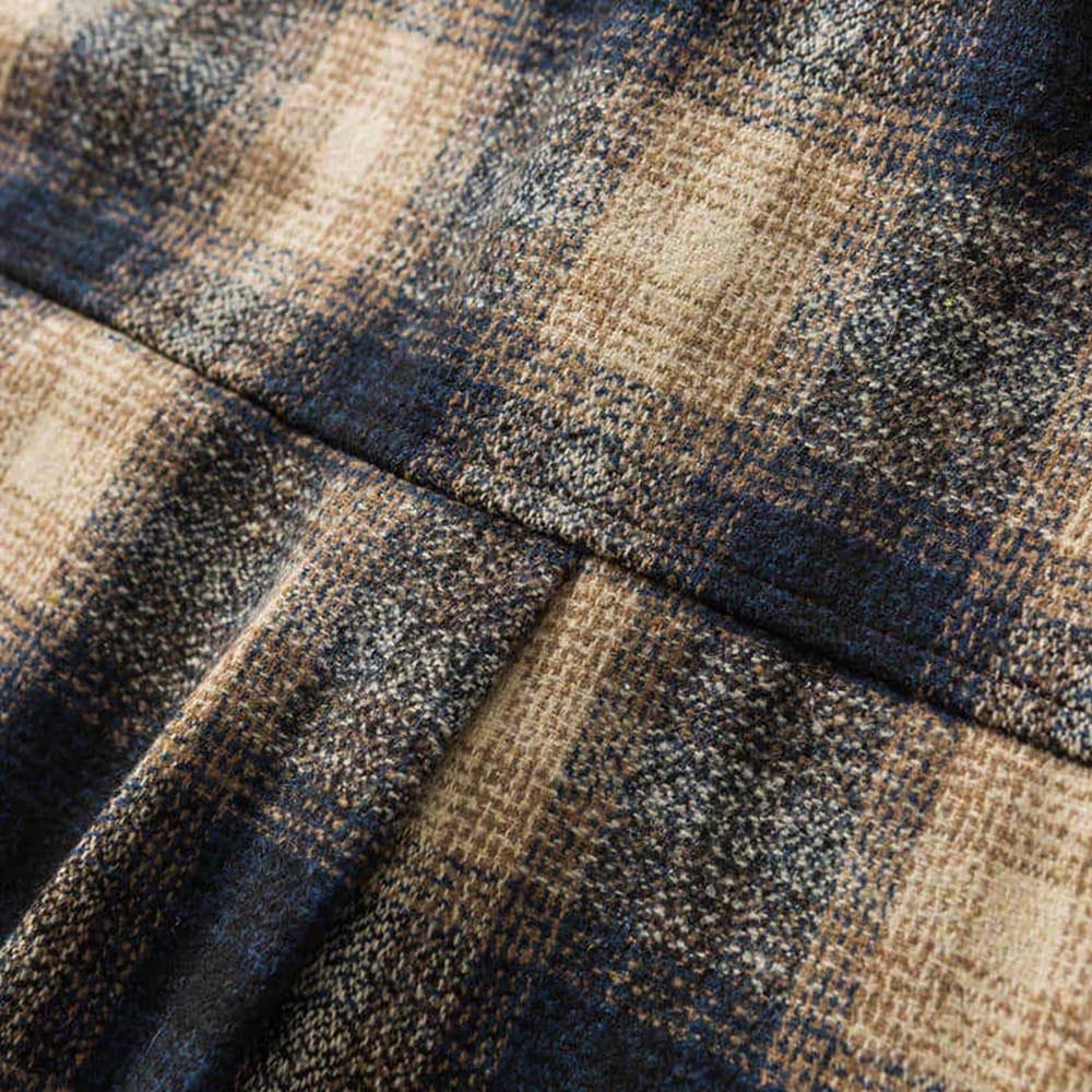 ボア裏地　ツイードチェック柄長袖シャツジャケット-oakln