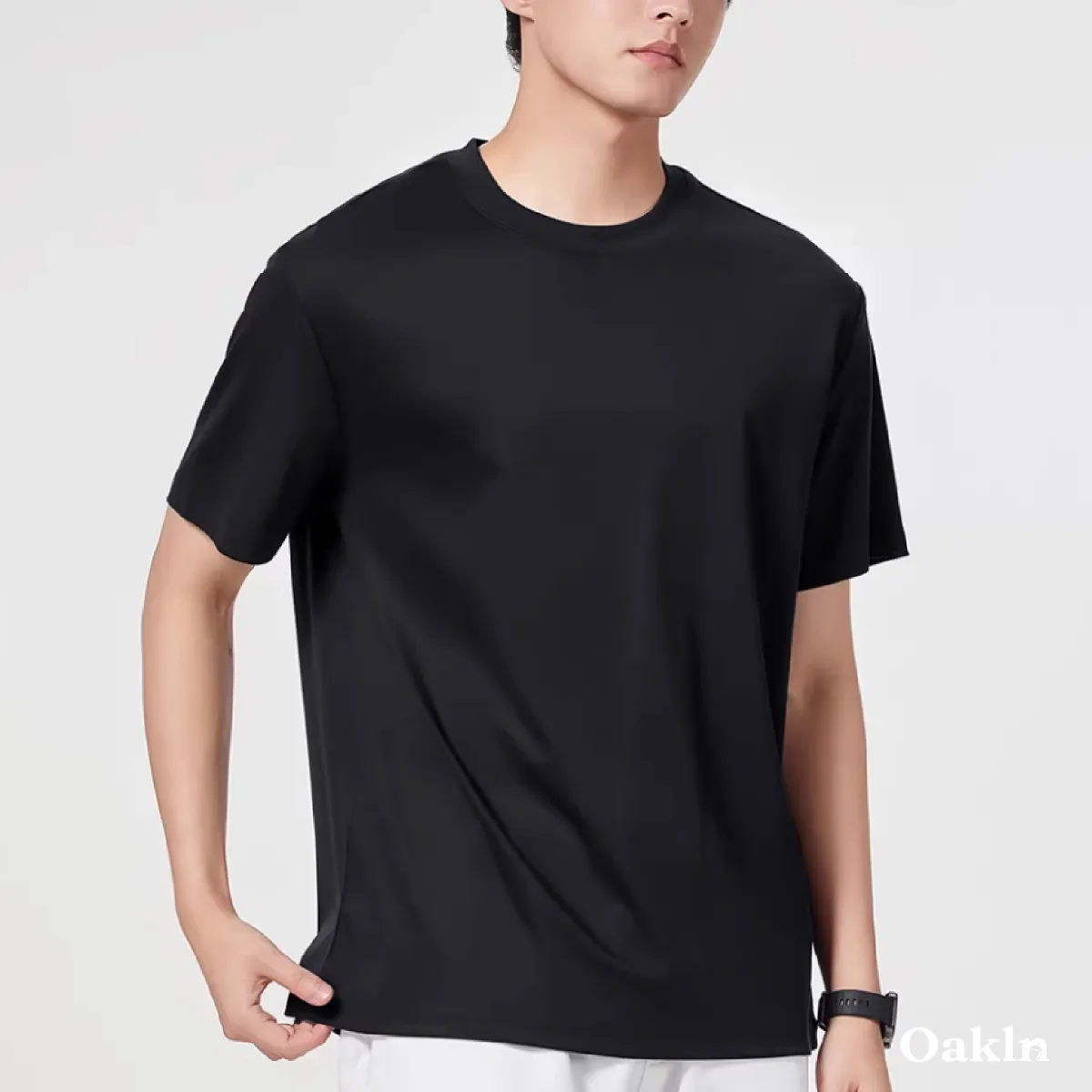 なめらかな肌触り　モダール混コットンTシャツメンズ-Oakln