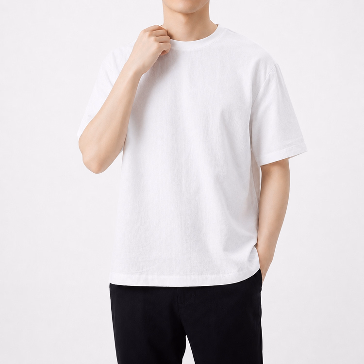 Oakln-リヨセル×リネン混 半袖Tシャツ 涼しく快適 通気性 洗濯機OK 型くずれしにくい