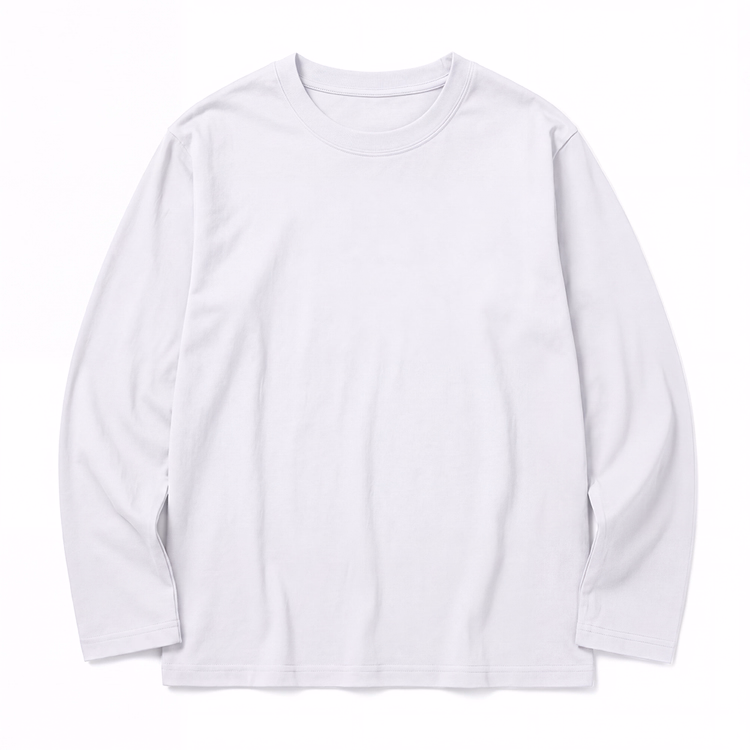 270gヘビーウェイト天竺編み  お腹まわりのラインを拾いにくい コットン100％無地 長袖Tシャツ インナーにも一枚着にも