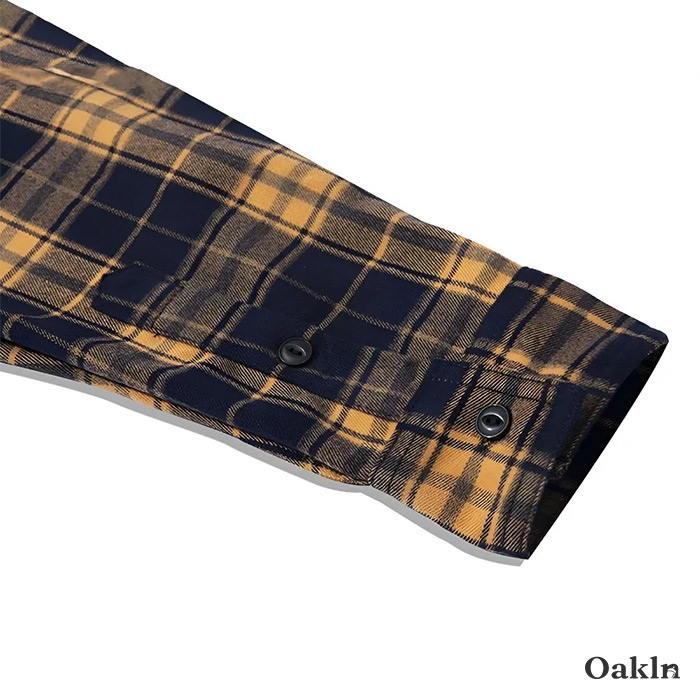 定番デザイン　ヘビーウェイトタータンチェック長袖シャツ-oakln