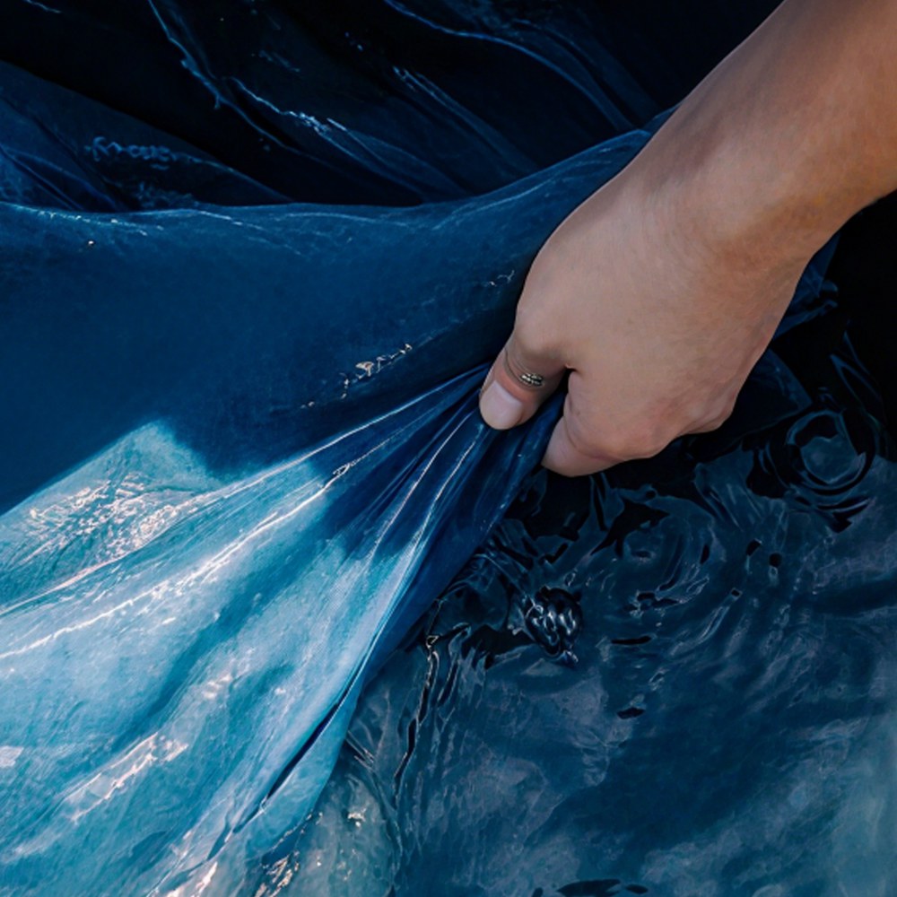 ビーオンス 祥雲文様 藍染刺し子・手作業仕立ての半纏-oakln