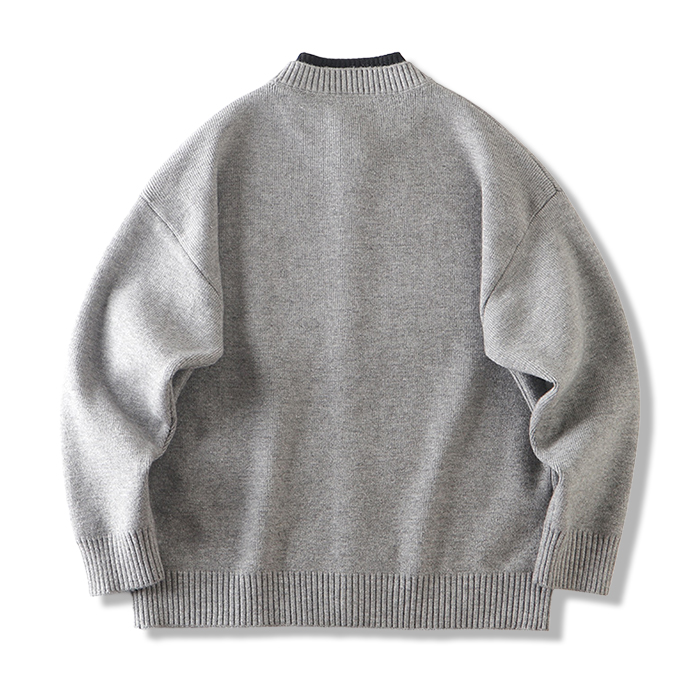 配色切り替えクルーネックニットカーディガン-oakln