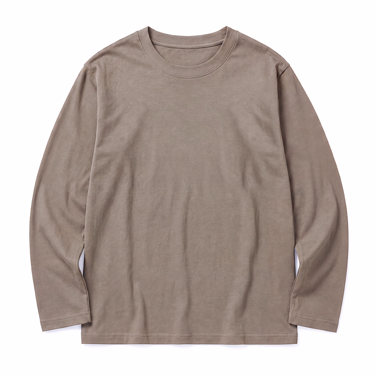 270gヘビーウェイト天竺編み  お腹まわりのラインを拾いにくい コットン100％無地 長袖Tシャツ インナーにも一枚着にも
