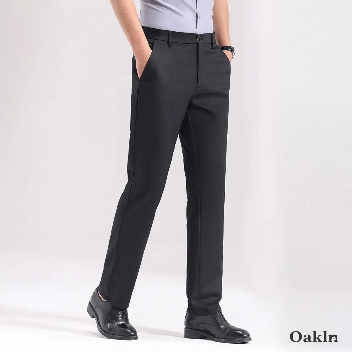 なめらかなリヨセルコットン混紡素材 アイロンいらず ビジネスカジュアル対応 スラックス-Oakln