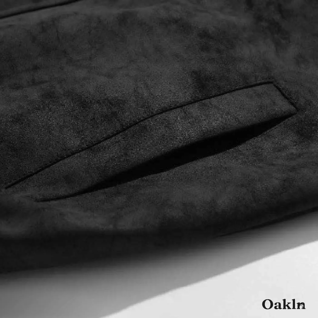 スイングトップ メンズ スエード調 ムラ感 ヴィンテージ加工 レトロ 折り襟 ジャケットアウター 比隠し前立て 春秋向け 軽アウター 大人　洗練されたスタイル-Oakln