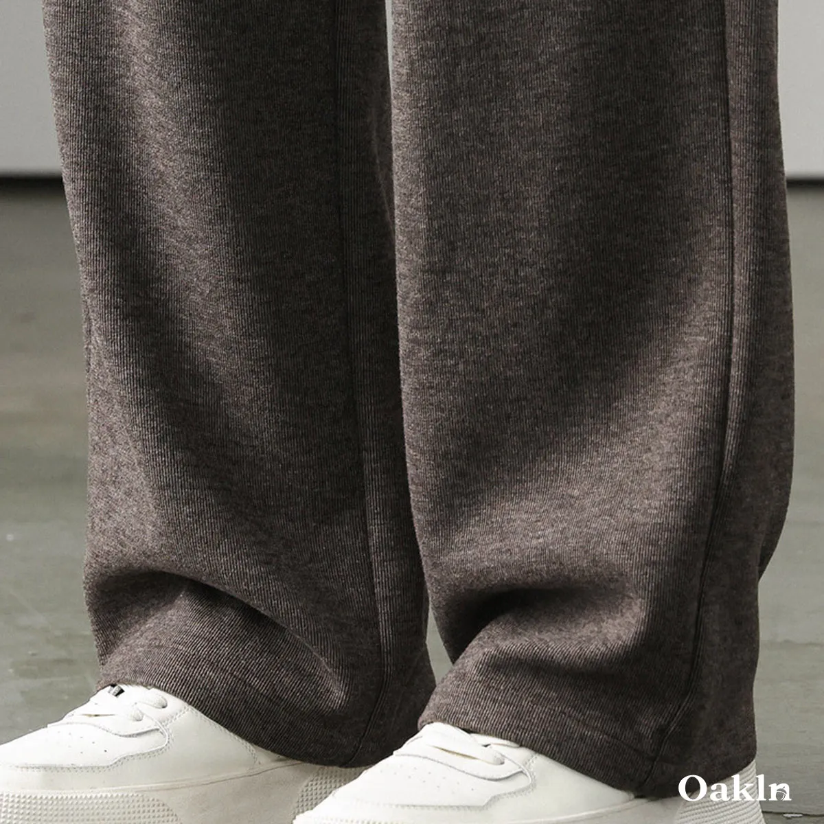 ワイドパンツ  メンズ ウール混  ストレートシルエット  スラックス  春秋冬向け -Oakln