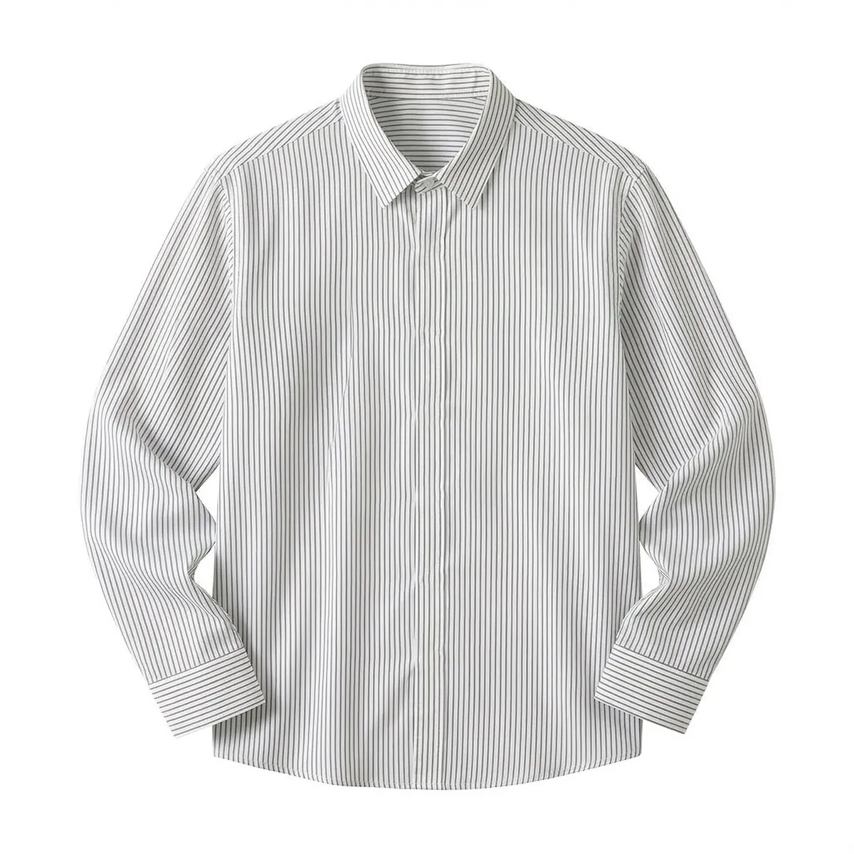 ビジカジ ストライプ 長袖シャツ ストレッチ 3D立体裁断 形状安定 1枚で決まる メンズシャツ