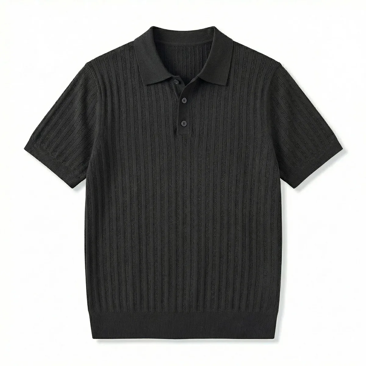 洗っても変形しない　接触冷感　ハリのあるニットポロ