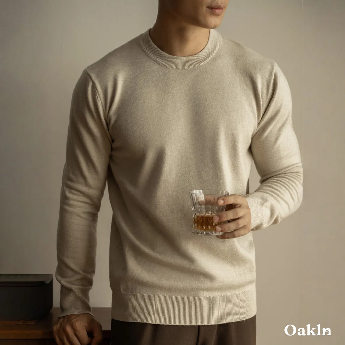 ウール混 クルーネックニット テンセル/リヨセル 洗濯機洗い可 30～50代向け