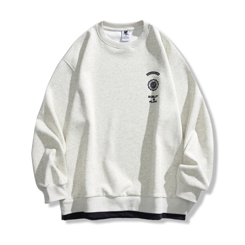 アメリカンヴィンテージ風 アウトドアプリント 配色切替 クルーネックスウェット-oakln