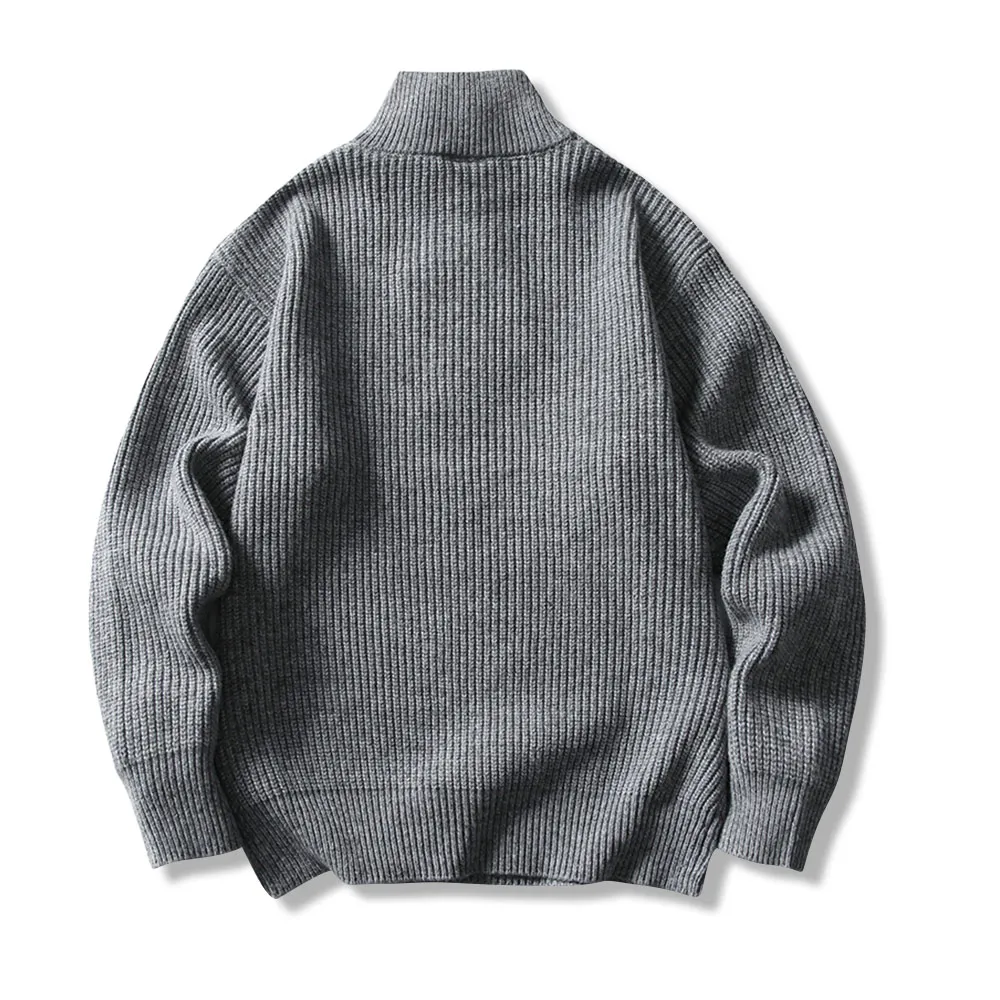 ミニマルクラシック　無地ハーフジップスタンドカラーセーター