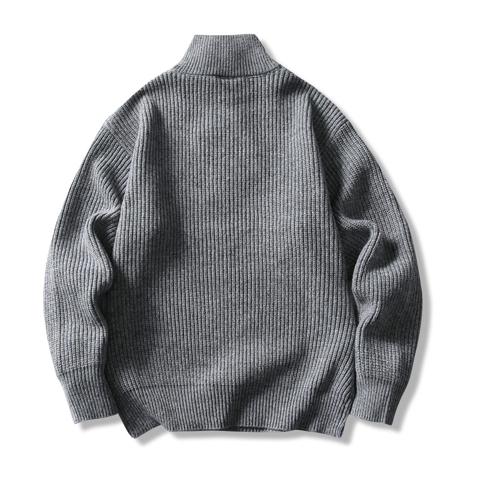 ミニマルクラシック　無地ハーフジップスタンドカラーセーター-oakln