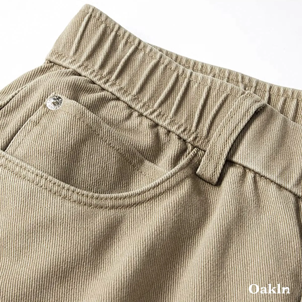 脚長見えワイドストレート コットン100％ ウエストゴム仕様-Oakln