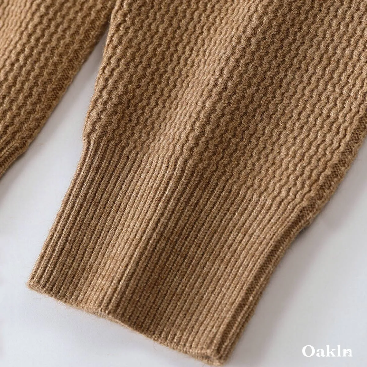  スキッパー ニット 羊毛混 鹿の子編み 襟付き ウォッシャブル ボタンレス ポロネックニット ウール混  立体テクスチャー  洗濯機対応