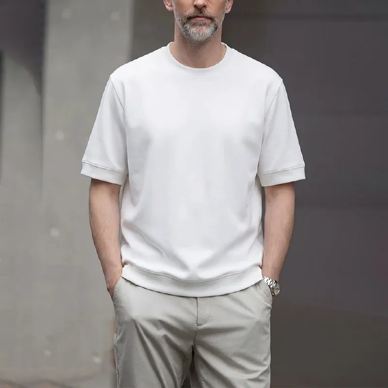 ヘビーウェイト接触冷感素材無地Tシャツメンズ　抗菌防臭加工ハリ感のあるシルエット