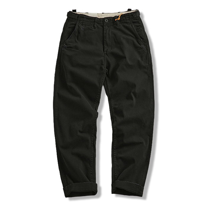 ヴィンテージ加工　着回し自在微ストレッチカジュアルパンツ-oakln