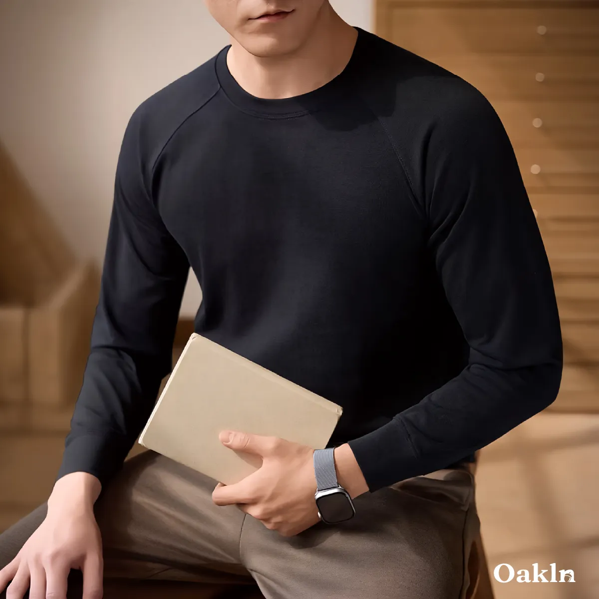 300gヘビーウェイトコットン ラグラン長袖Tシャツ 抗菌加工 すっきり見えシルエット-Oakln