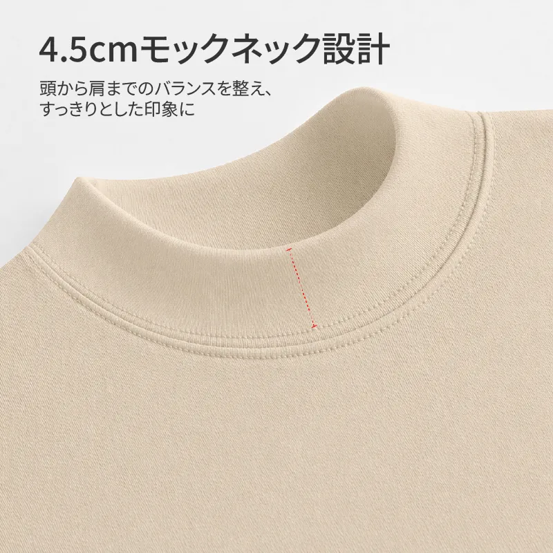 ひんやりとした着心地  ハリ感のあるシルエット  一枚でも透けにくいモックネックTシャツ