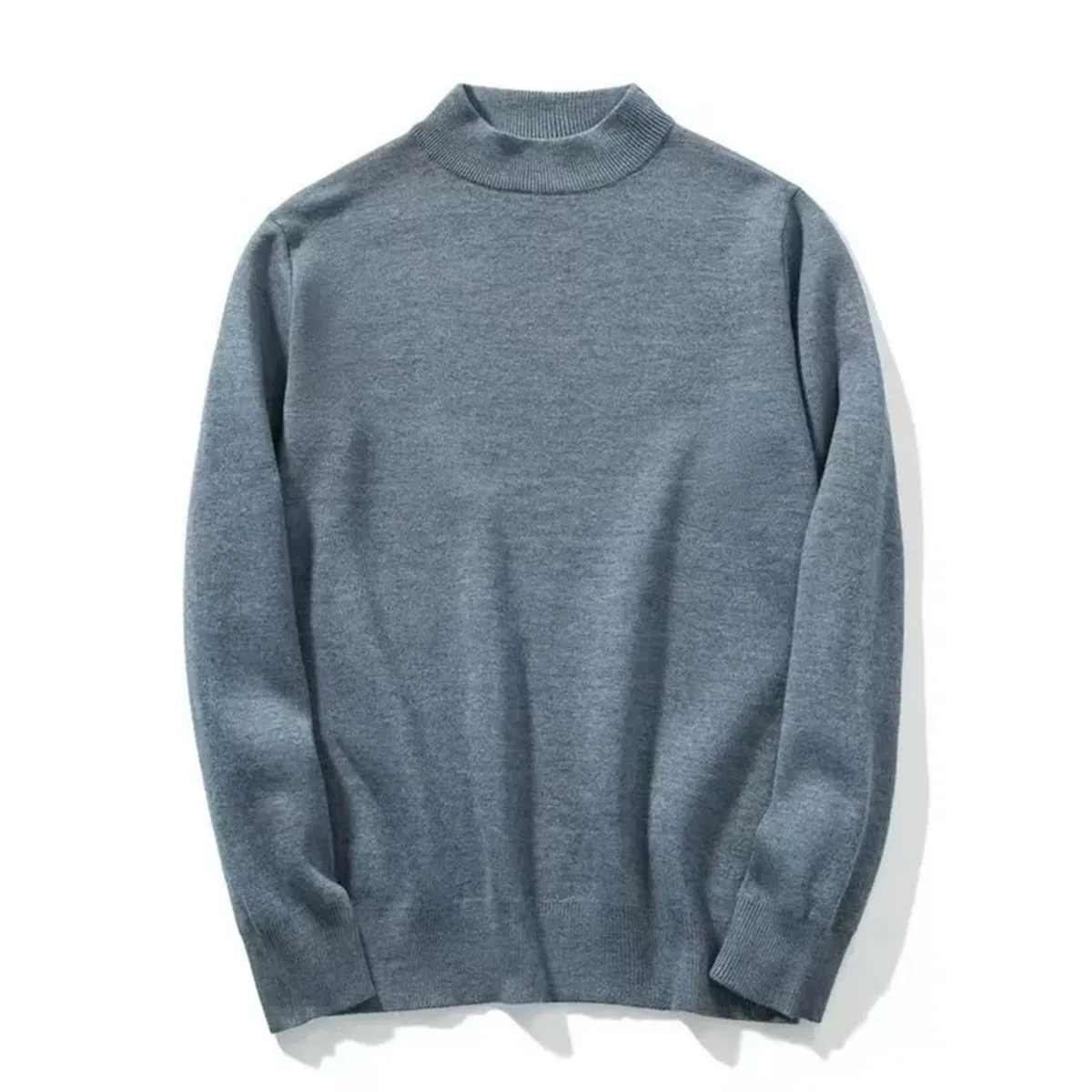 メンズ ハーフハイネック ニット 14ゲージ セーター 洗濯機洗いOK 綿混 きめ細かな平織り ゆったり 体型カバー  春秋冬向け