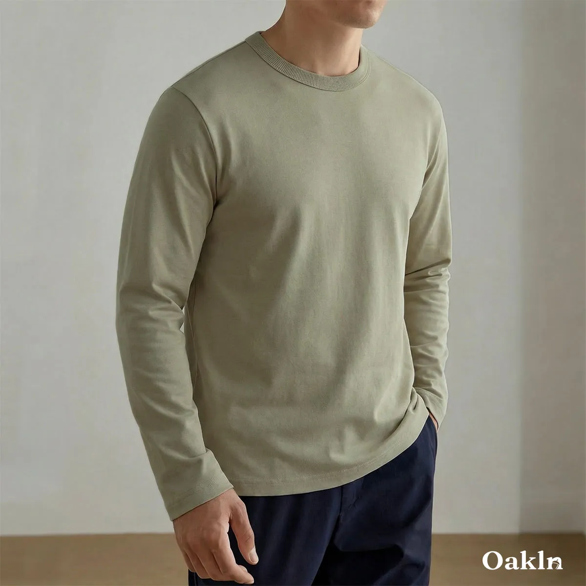 100％超長綿 長袖Tシャツ 三本針 液体アンモニア加工 型崩れしにくい