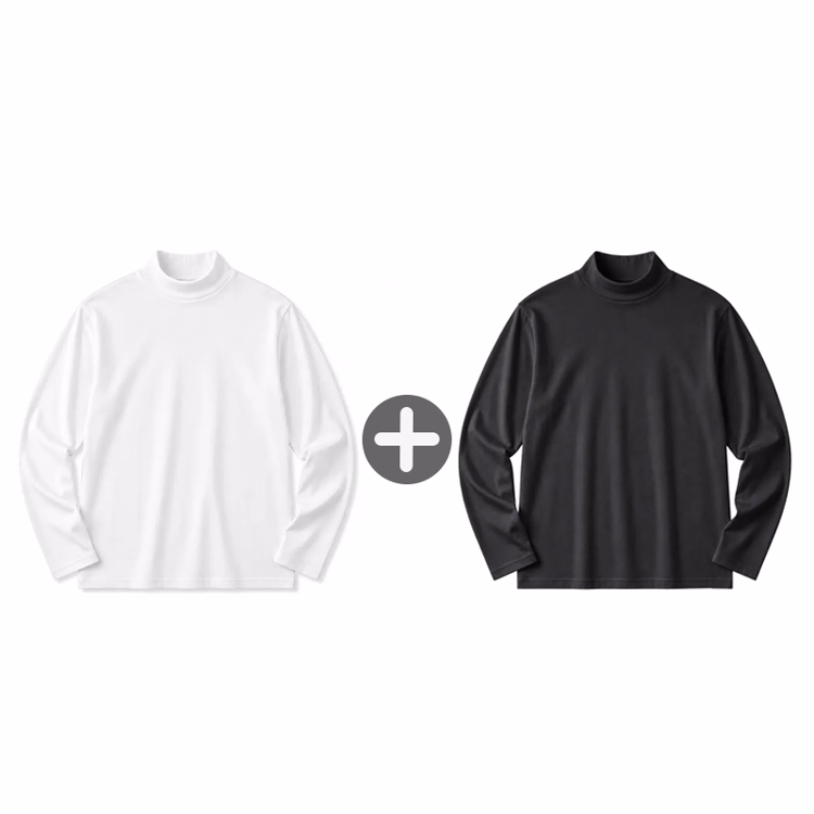 コーマコットン 超長綿 モックネック長袖Tシャツ  ほのかな上品な光沢  静電気を抑えてお手入れも簡単  秋冬の一枚着・重ね着・インナーに活躍
