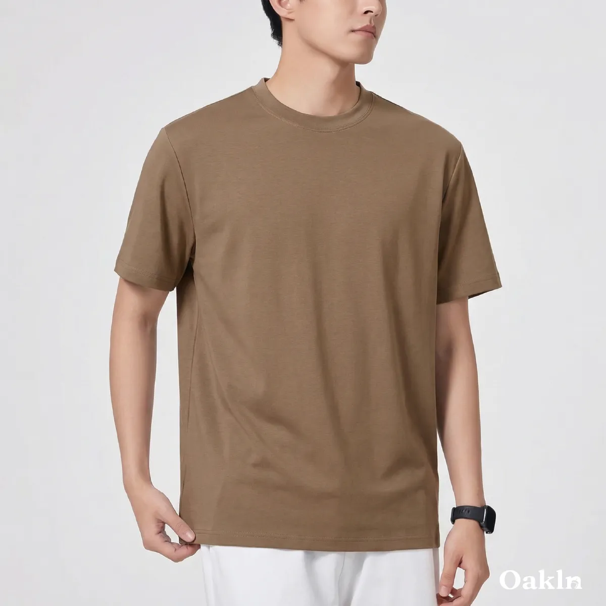 なめらかな肌触り　モダール混コットンTシャツメンズ-Oakln