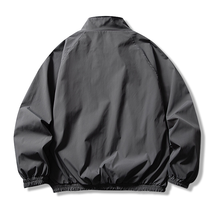 防風 軽量 速乾 スタンドカラー ブルゾン メンズ ラグランスリーブ ゆったり 体型カバー ライトアウター シンプル-Oakln